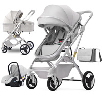 Poussette pour bébé nouveau-né de haute qualité trois en un, panier, siège inclinable, poussette 3 en 1