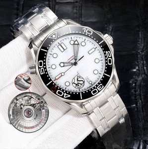 Reloj Deportivo de Buceo Mecánico con Esfera con Patrón de Olas, Bisel Giratorio, Correa de Acero Inoxidable, Movimiento Automático, Reloj de Pulsera para Hombre Omegaes - Product Image 5