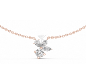 Collar con colgante de diamante talla pera en forma de Y, de oro macizo de 14K, con diseño de enredadera botánica, colgante colgante en cascada, de diamante cultivado en laboratorio, llamativo y de alta joyería - Product Image 3