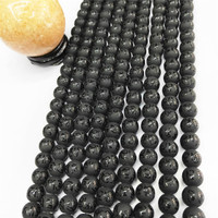 Contas de ágato fosco onyx preto, contas de agate facetadas de obsidiano, seis personagens, mantra soltas, contas semi-acabadas, redondas