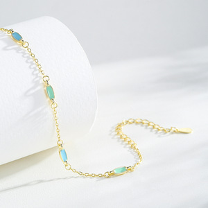 Nueva pulsera de cadena de plata de ley S925 con esmalte de color para mujer - Regalo de aniversario versión de cobre personalizable - Product Image 4