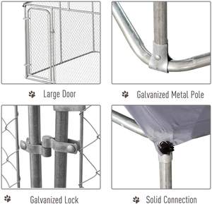 10X10 X <span class=keywords><strong>6FT</strong></span> köpek kulübesi dışında çatı ile ağır köpek Run kafes ile su geçirmez UV dayanıklı kapak büyük köpek evi - Product Image 6