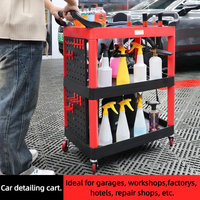 Chariot à outils mobile pliable à 3 niveaux, avec porte-gobelets amovibles, bacs latéraux, chariot utilitaire robuste en PP, capacité de 150 kg