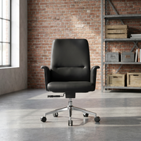 Chaise de bureau exécutive ergonomique de luxe moderne avec siège pivotant en cuir véritable et structure en aluminium