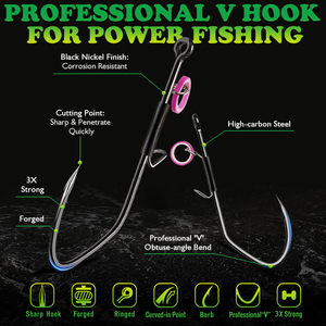 Hameçons <span class=keywords><strong>pour</strong></span> crevettes vivantes, hameçons à tige droite, hameçons de pêche professionnels en forme de V <span class=keywords><strong>pour</strong></span> le bar, le poisson-chat, le <span class=keywords><strong>brochet</strong></span>, la truite 1/0 2/0 3/0 - Product Image 4