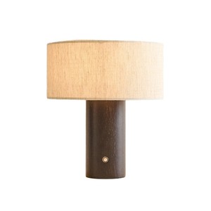Solid Wood <b>Table</b> Lamp Led E27 Touch Control Bedroom Living Room <b>Study</b> Warm Light Atmosphere Japanese Style Linen Shade - Product Image 5