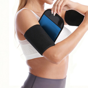 Manguito deportivo para brazo con revestimiento azul, ajustable, para correr, fitness, yoga, de elastano, con correa de soporte deportivo para adultos - Product Image 1