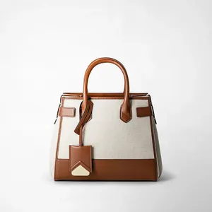 OEM ODM Ladies Cross Body Bag Luxury Shoulder Bag Canvas With PU Leather Classic Handbag