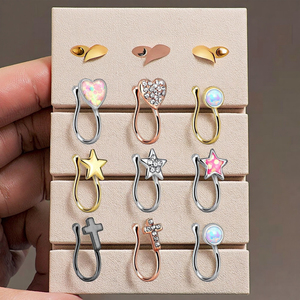 Fake <strong>Jewelry</strong> Nose Ring Stainless Steel Clip on Nose Stud Nose Cuff Non Piercing <strong>Fashion</strong> <strong>Body</strong> <strong>Jewelry</strong> - Product Image 4