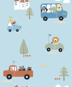 <span class=keywords><strong>Papier</strong></span> <span class=keywords><strong>peint</strong></span> pour chambre d'enfant, motif classique moderne, <span class=keywords><strong>voiture</strong></span>, arbre, animal - Product Image 5