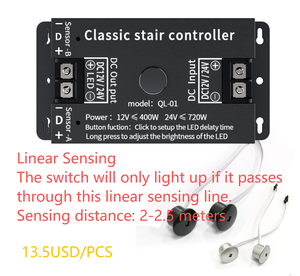 ตัวควบคุมบันไดไฟอัจฉริยะแบบติดบันได DC12V/24V เซ็นเซอร์สองตัวสำหรับไฟเส้น <span class=keywords><strong>LED</strong></span> สีเดียว - Product Image 5