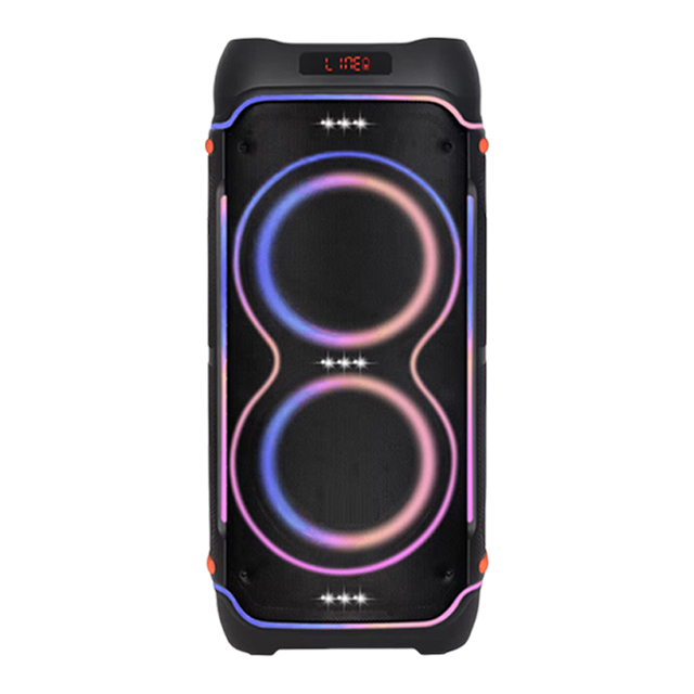 NEW Model Dual 8 Inch Sound Box with Tweeter Super Bass Party Box Speaker with Wireless Microphones