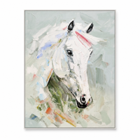 Peinture à l'huile abstraite texturée peinte à la main sur mesure, certifiée FSC et BSCI, représentant un cheval, pour la décoration intérieure (vente en gros)