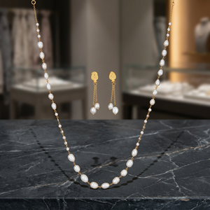 Latest Market Design Classic Mala Moti <b>Pearl</b> Necklace <b>Set</b> with Gold Plating for Wedding Party Engagement 427531 - Product Image 3