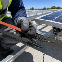 Câble de panneau solaire 0,3 m plat avec connecteur MC4 1000 V 30 A IP67 étanche rouge noir adaptateur pour système photovoltaïque vente en gros