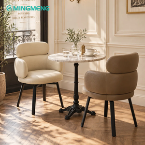 Contemporary PU Leather <b>Dining</b> <b>Chair</b> Set with Marble Top Round Table for Restaurant Furniture - Product Image 1