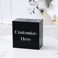 Boîte de rangement moderne en acrylique personnalisée pour cartes de vœux, avec fentes pour cartes de mariage de couleur personnalisée, et tirelire type « Wishing Well »