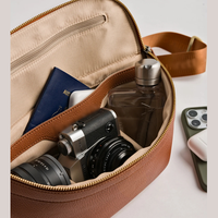 Sac de ceinture pour appareil photo en cuir PU personnalisé avec cordon pour fixation externe de l'appareil photo, sac de ceinture portable pour la randonnée en plein air, sac pour appareil photo