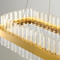 Luminaire suspendu rectangulaire moderne pour salle à manger, îlot de cuisine de luxe, lustre en verre