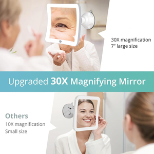<span class=keywords><strong>Miroir</strong></span> cosmétique pliable éclairé avec capteur LED rechargeable 30X amélioré par le fabricant, avec ventouse - Product Image 5