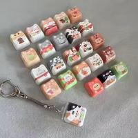 Porte-clés anti-stress portable avec capuchon de touche PBT à pression, jouet anti-anxiété, breloque de porte-clés imprimée numériquement avec motif de dessin animé