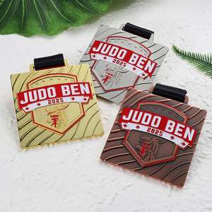 Medallas Personalizadas 2025 para Niños, Medallas Deportivas de Metal, Aleación de Zinc, Cuadradas, Bañadas en Oro, Plata y Cobre, Esmaltadas, para Judo - Product Image 4