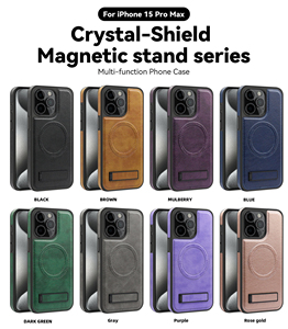 Étui de téléphone robuste avec support magnétique pour iPhone 16 Pro Max 15 Plus 14 13 11 pour Samsung S24 Ultra Housse de protection antichoc en cuir - Product Image 2