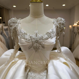 Vestido de Novia de Lujo Vintage Estilo Princesa con Bordado Color Marfil Claro, Cola Bohemia, Talla Grande, Modelo Lsjj42 - Product Image 4