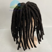 100 fait à la main mâle cheveux dreadlock naturel perruque indien noir hommes mâle postiche hommes toupet blanchi noeuds pleine dentelle dreadlock