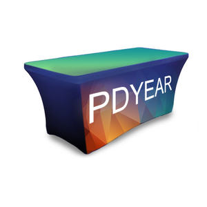 Mantel de mesa comercial de poliéster de punto de 6 pies y 8 pies con estampado personalizado, camino de cubierta de mesa elástico para ferias comerciales, mesa publicitaria - Product Image 1