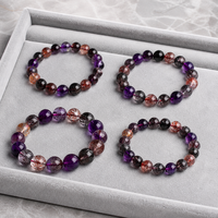 Bracelet en pierre naturelle Super Seven Melody, perles rondes, bracelet extensible en cristal, pierres précieuses pour la guérison des chakras, vente en gros