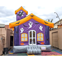 Château gonflable commercial en PVC pour fêtes, thème Halloween (anges et citrouilles), avec souffleur