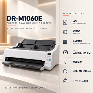 Scanner de documents professionnel A3 DR-M1060E 60ppm 120ipm Duplex ADF Numérisation en lot haute vitesse pour les bureaux d'entreprise et les achats professionnels - Product Image 3