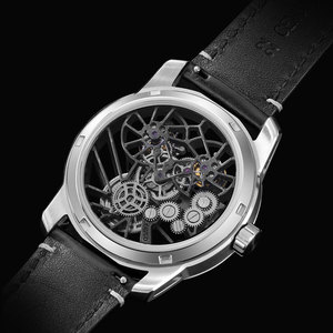 Men's Luxury Mechanical Watch Stainless Steel Case Leather Band Skeleton Dial Double Tourbillon <b>Automatic</b> <b>Wristwatch</b> 42mm - Product Image 4
