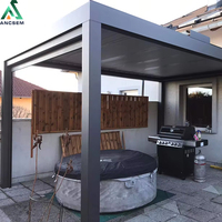 Pergola motorisée en aluminium haute polyvalence et robuste ANCSEM, toit à lames orientables, imperméable, pour patio extérieur, résistante aux UV, sur mesure