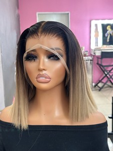 Peluca de <span class=keywords><strong>Cabello</strong></span> Humano <span class=keywords><strong>Corto</strong></span> con Cierre 5x5, sin Pegamento, Color Degradado <span class=keywords><strong>Balayage</strong></span>, Peluca Bob Rubia, Peluca con Frente de Encaje Transparente HD para Mujeres - Product Image 5