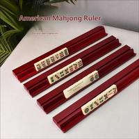 Promotion : Support de rangement en bois massif haut de gamme pour Mahjong, style américain, avec poussoir de tuiles et règle de placement