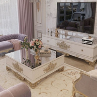 Canapé mobile en bois massif sculpté en U, style français, luxe léger, inspiration royale, haut de gamme, style européen, pour salon luxueux