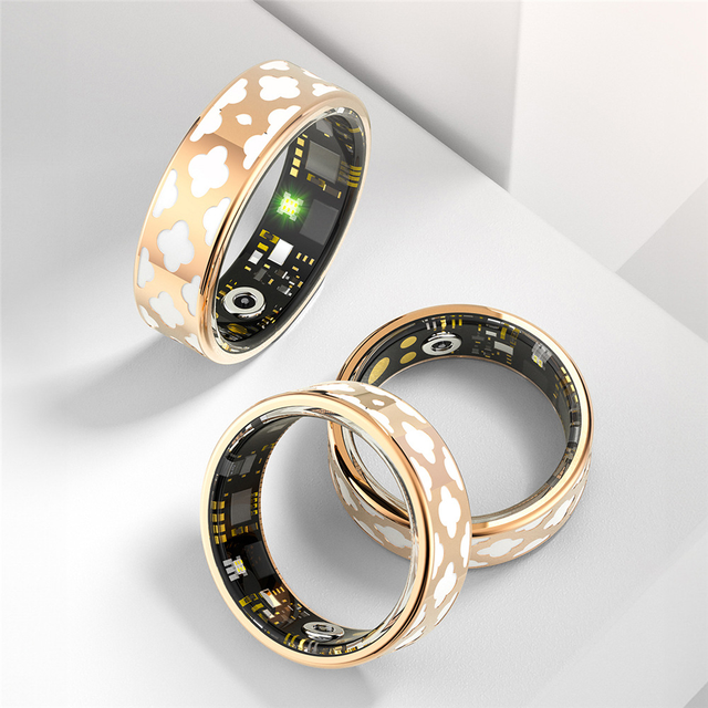 Smart Ring Colorful Health Monitor Fitness Tracker Heart Rate Blood Oxygen Detection IP68 Waterproof App Control 4 Days Battery