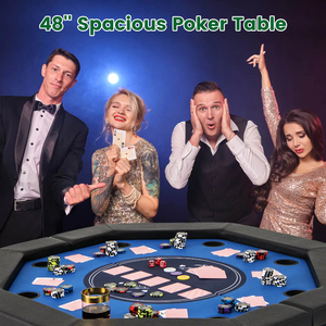 Hiện đại 48 \ "gấp Poker bảng cho 8 người chơi kế Casino kiểu blackjack & Texas Hold'em tính năng lưu trữ di động làm MDF - Product Image 3