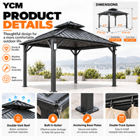 Gazebo moderne polyvalent en aluminium à double toit avec rideaux en filet pour terrasse, jardin et espaces de vie extérieurs