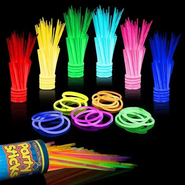 Fontes do partido Led Fishing Glow in the Dark Sticks 100 Pack Glow Sticks Bulk Party Bracelets Colar Light Stick