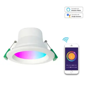 Luzes domésticas inteligentes Tuya WiFi LED Inteligente Downlight Atmosfera Colorida CE SAA Luzes de Teto ZigBee Downlight RGB Spot Light