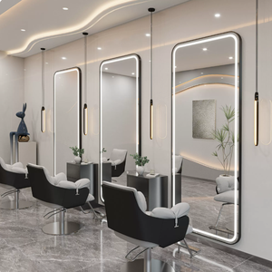 Miroir mural LED pleine longueur pour salon de coiffure, avec éclairage et coins arrondis, idéal pour salon, studio ou salon de beauté - Product Image 1