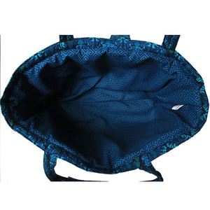 BSCI factory Floral Quilted Cotton <b>Needle</b> crochet yarn holder <b>Bag</b> <b>Knitting</b> <b>Bag</b> Yarn <b>for</b> knit <b>bag</b> Storage Tote (Bule Damaks) - Product Image 4