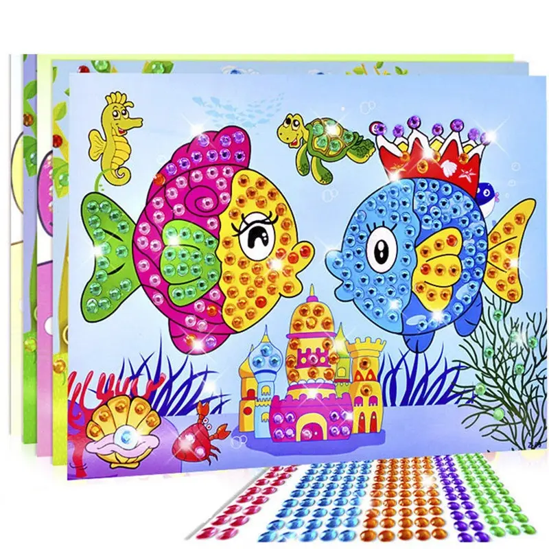 Мозаика-Пазл «сделай сам» с красочными точками, наклейки, Мультяшные животные, начальное обучение, креативные Развивающие игрушки для детей, подарок для игр