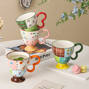New Design Coffee Mug Flower Tea Cup Hand Painted Ceramic Mug with Unique Handle - Product Image 1