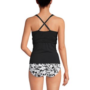 Women's V-Neck Plunge Tankini Top With Twist Detail Black Spandex Polyester <b>Bikini</b> Set - Product Image 2