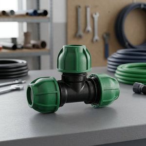 Raccord en T égal en polypropylène vert TERRACORE SAP2001, connecteur à compression, filetage en pouces, basse pression, surface lisse - Product Image 3