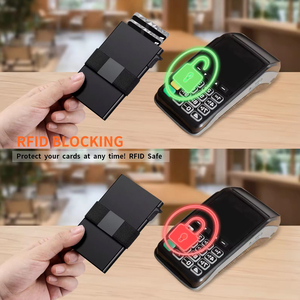 Weizheng laser tù<span class=keywords><strong>y</strong></span> chỉnh khắc logo bán buôn mỏng RFID nhôm cửa sổ bật lên Ví siêu mỏng phía trước túi kim loại thông minh chủ thẻ - Product Image 4